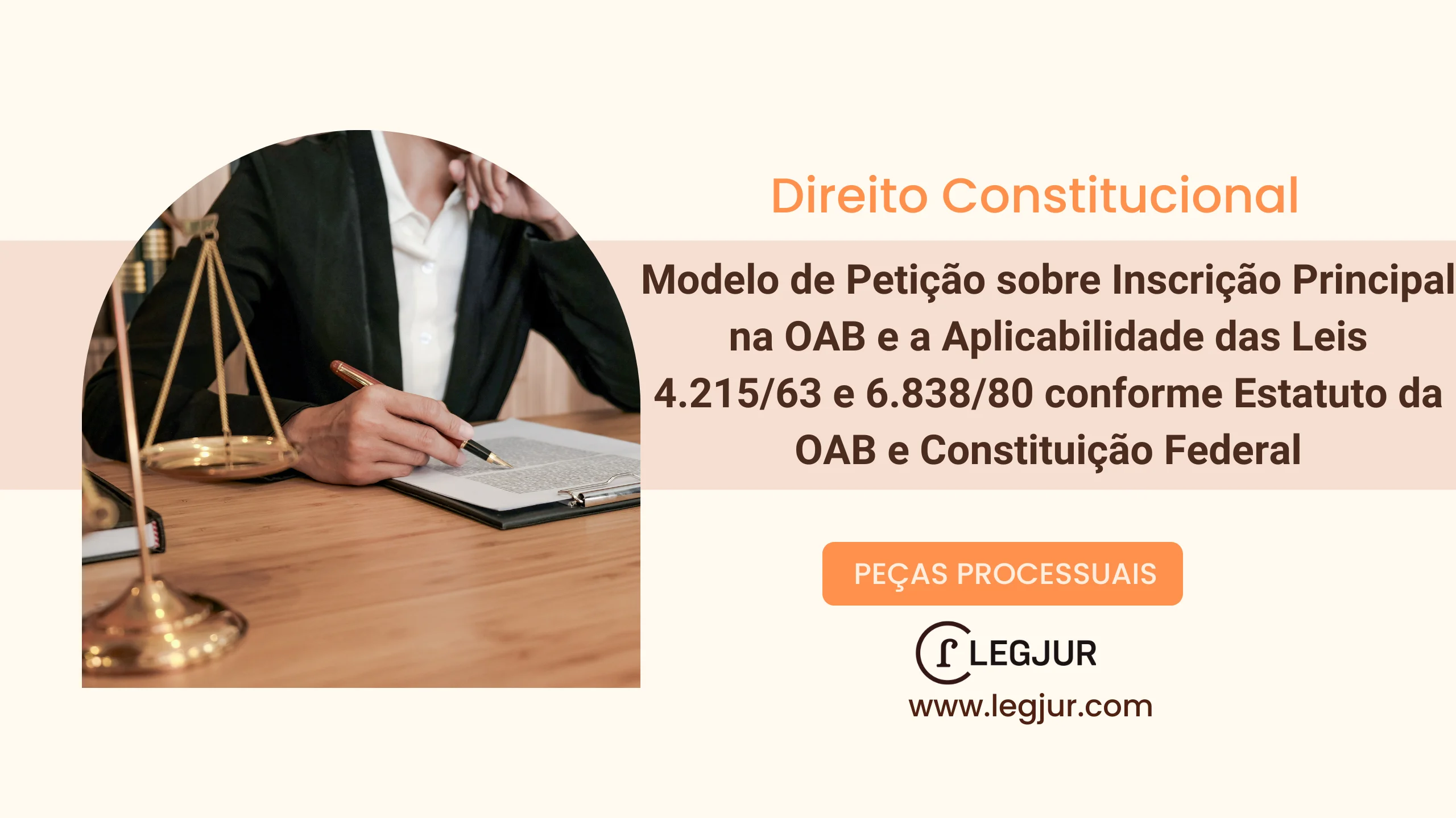 Modelo de Petição sobre Inscrição Principal na OAB e a Aplicabilidade das Leis 4.215/63 e 6.838/80 conforme Estatuto da OAB e Constituição Federal