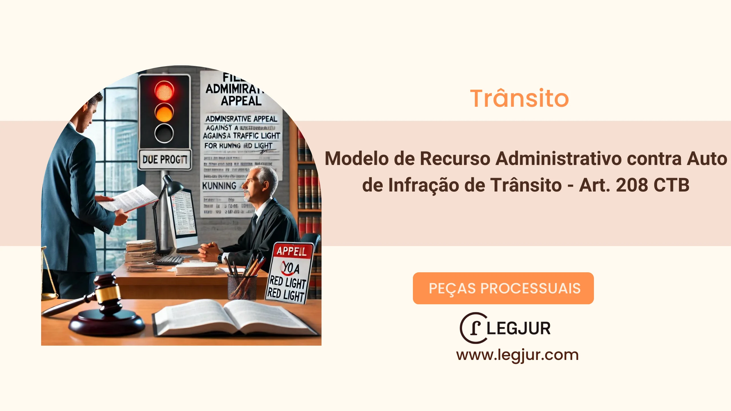 Modelo de Recurso Administrativo para Anulação de Auto de Infração por Suposto Avanço de Sinal Vermelho - Código de Trânsito Brasileiro, Art. 208