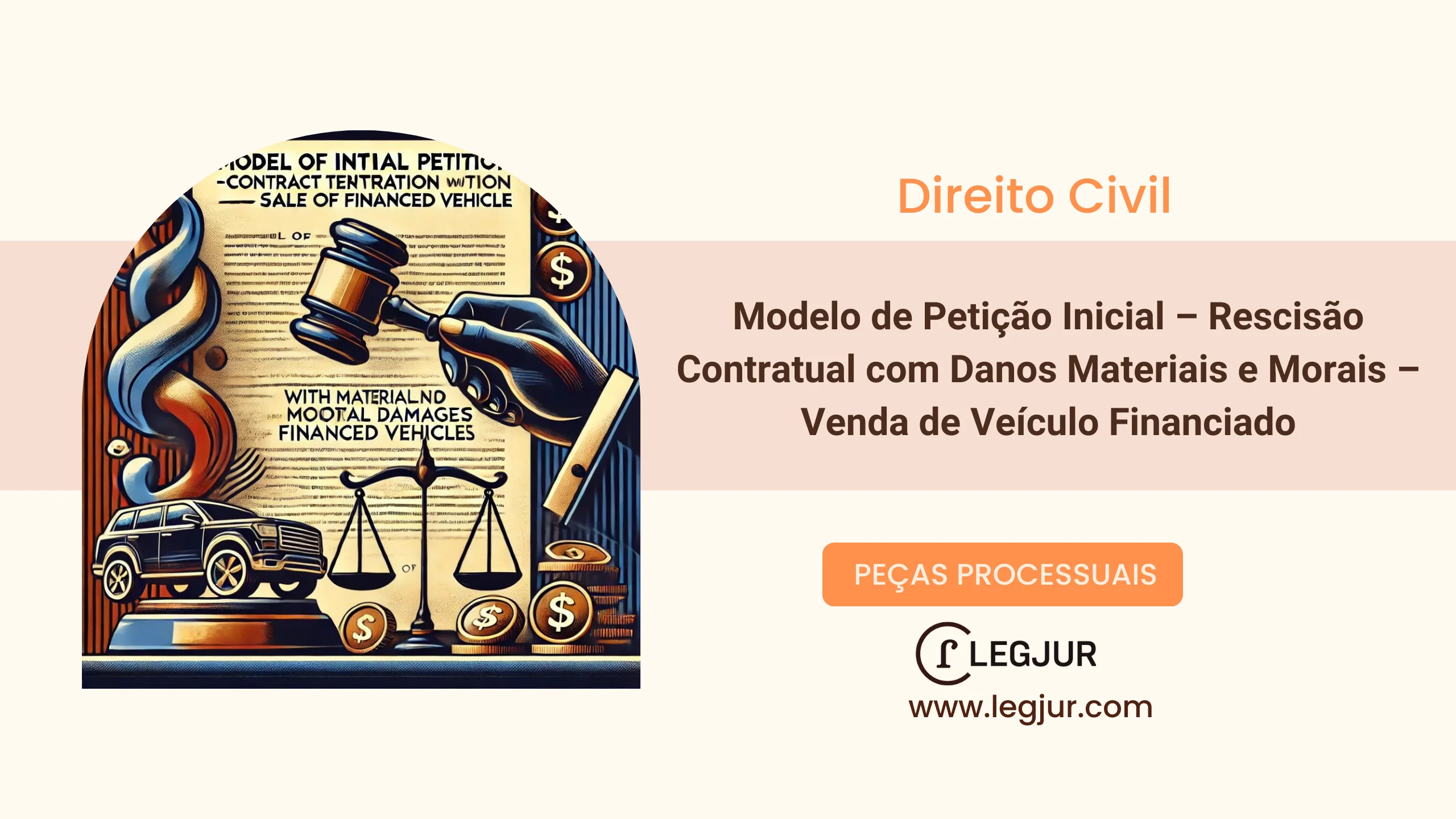 Modelo de Ação de Rescisão Contratual Cumulada com Indenização por Danos Materiais e Morais por Inadimplemento em Contrato de Compra e Venda de Veículo