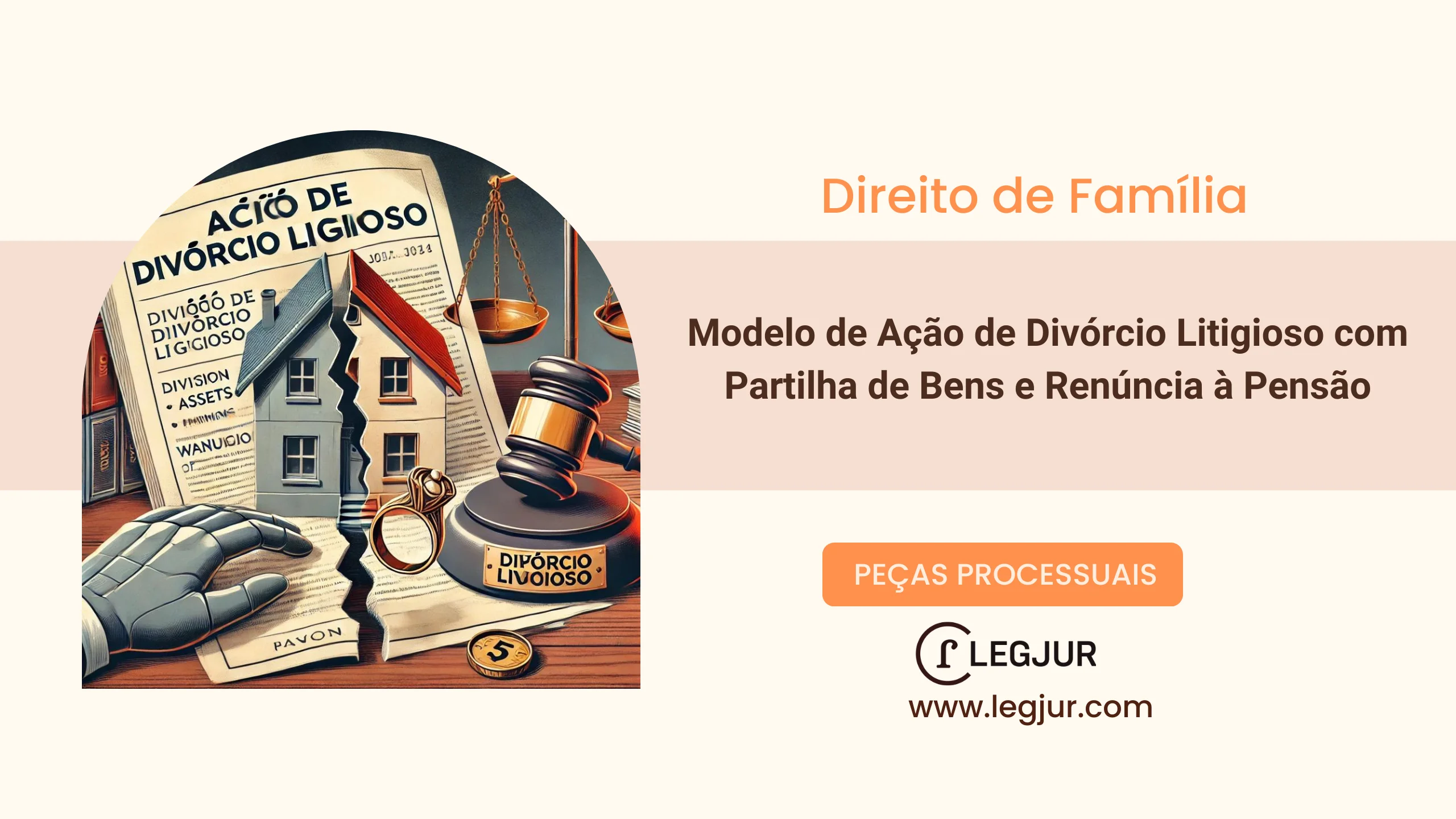 Modelo de Ação de Divórcio Litigioso com Pedido de Partilha de Bens e Retomada de Nome de Solteira