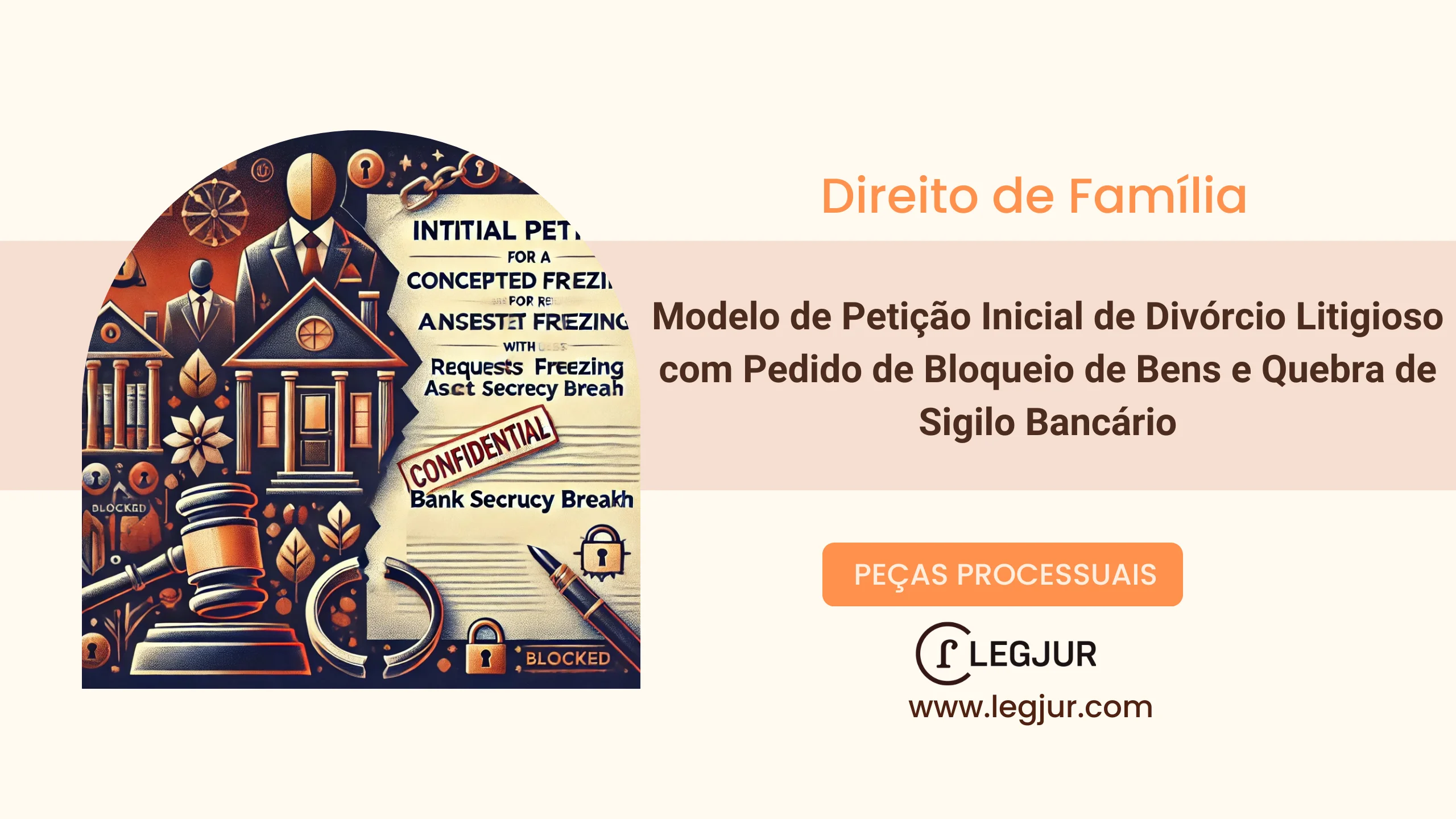 Modelo de Petição Inicial de Ação de Divórcio Litigioso com Pedido de Tutela de Urgência: Bloqueio de Bens, Quebra de Sigilo Bancário, Alimentos Provisórios e Decretação Liminar do Divórcio