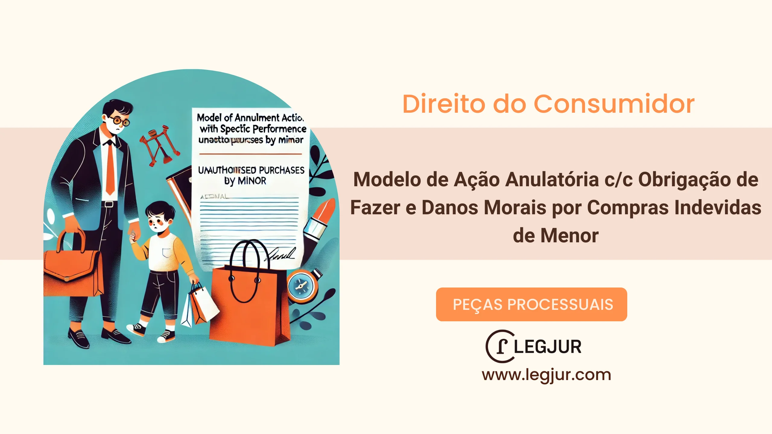 Modelo de Ação Declaratória de Inexigibilidade de Débito, Estorno de Valores e Indenização por Danos Morais em Favor de Menor Incapaz Contra Instituição Financeira por Compras Indevidas em Ambiente Digital