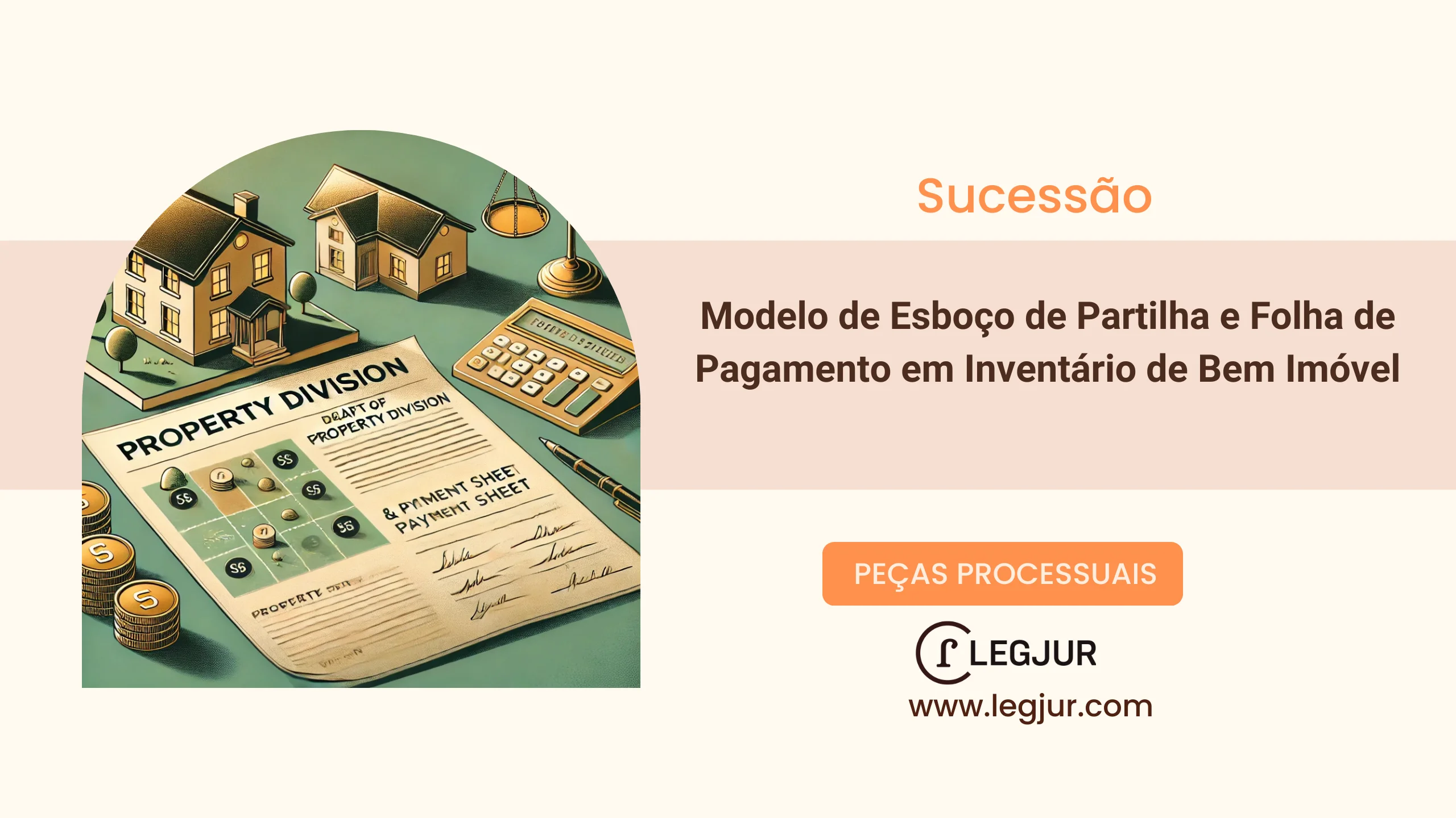 Modelo de Esboço de Partilha e Folha de Pagamento em Inventário de Bem Imóvel