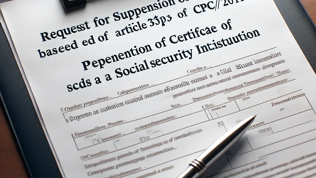 Modelo de Requerimento de Suspensão de Processo com Base no Artigo 313 do CPC/2015 para Apresentação de Certidão Emitida pelo INSS