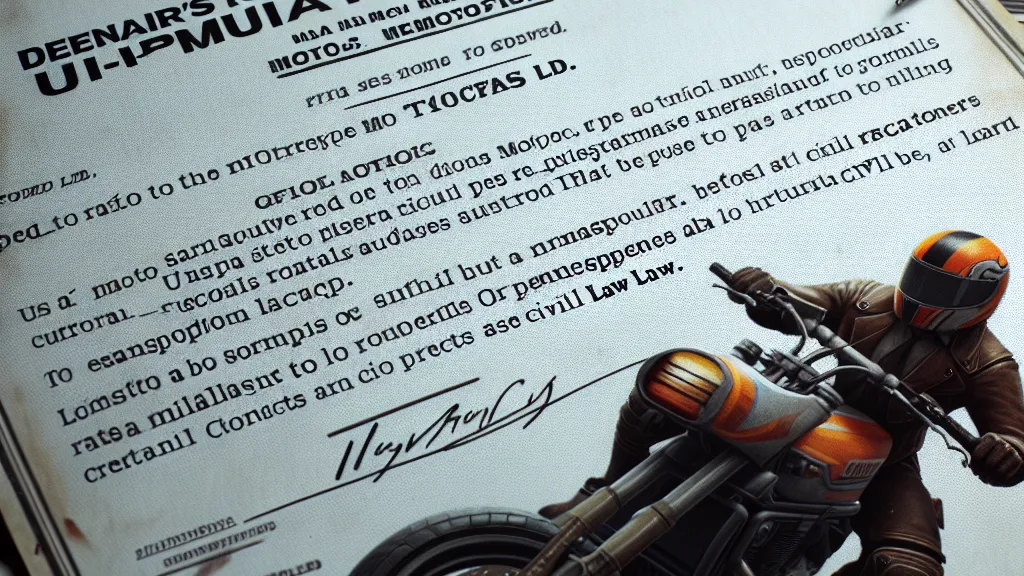 Modelo de Notificação Judicial da G-MOTOS LTDA. à URUBUPUNGÁ TRANSPORTES LTDA. negando responsabilidade por acidente de motocicleta e requerendo abstenção de cobranças indevidas conforme contratos e legislação civil